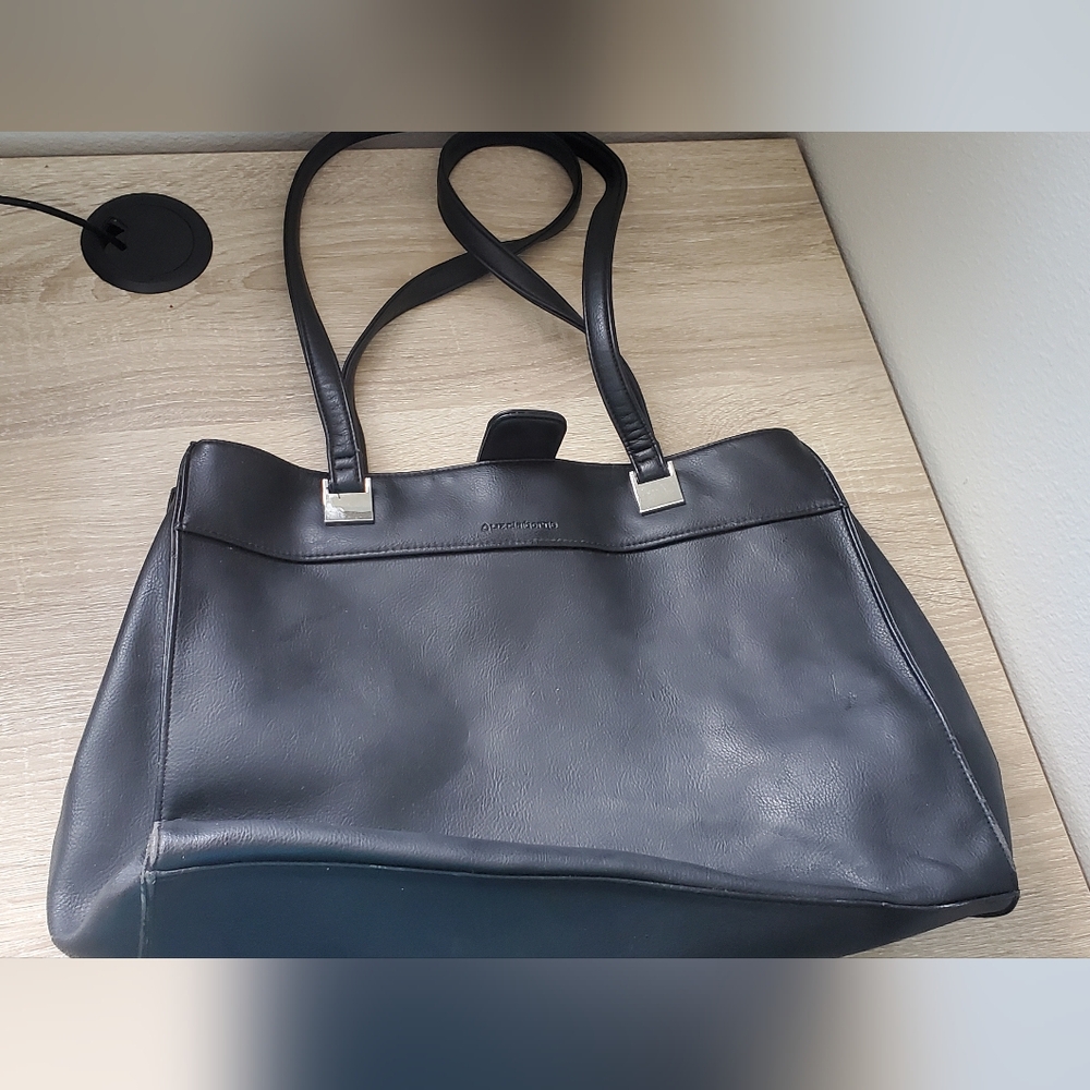 Liz Claiborne Black Leather Tote Bag